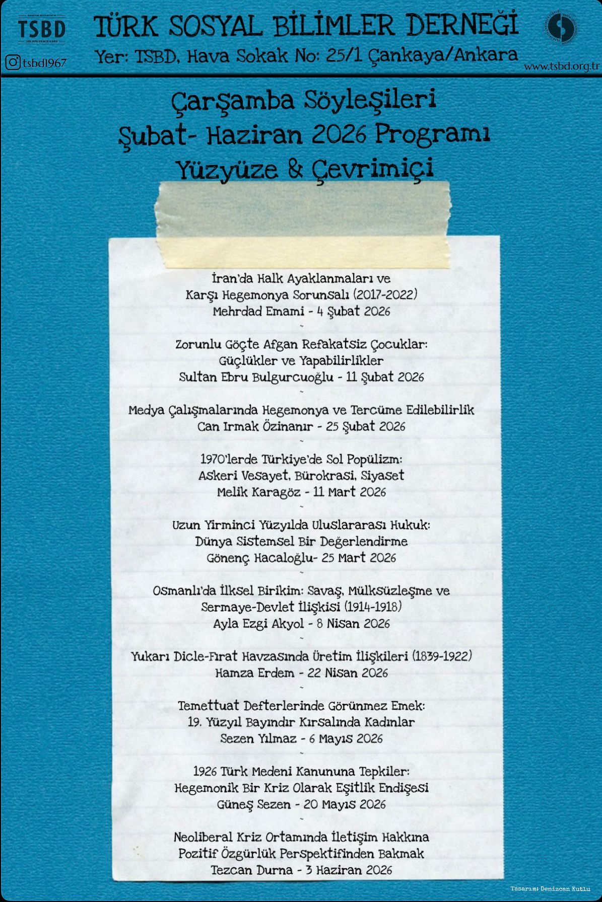 Çarşamba Söyleşileri | Şubat-Haziran 2026 Programı
